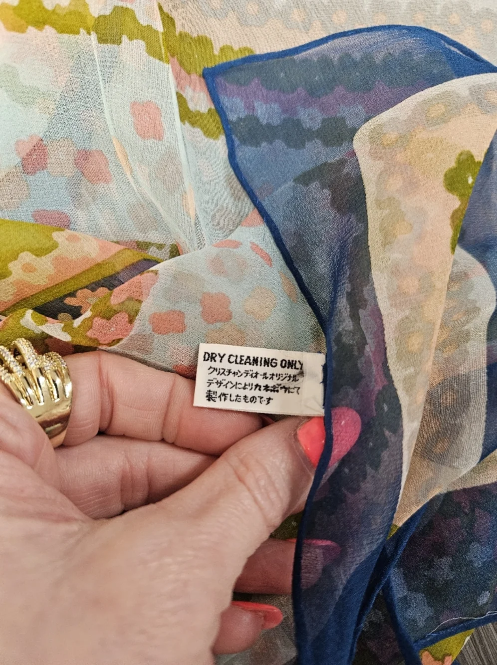 Christian Dior Vintage Floral Silk Stole Scarf In Original Envelope Box Package
